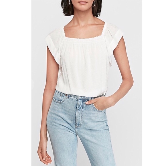 ๐HP!๐Express white dot flutter sleeve top - Picture 3 of 14